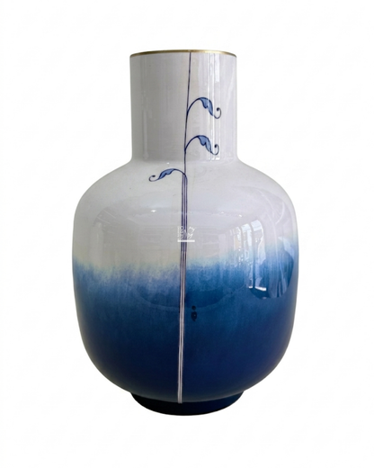 Vaso Amphora in Metallo Bianco e Blu