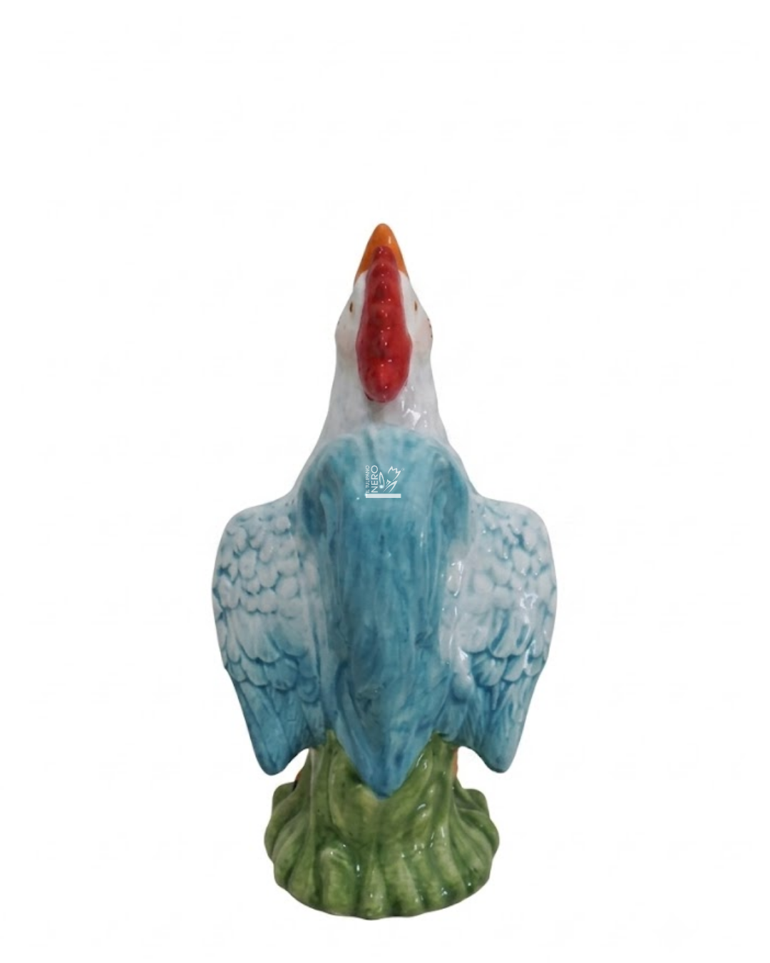 Vaso Azzurro Monofiore a Forma di Gallo