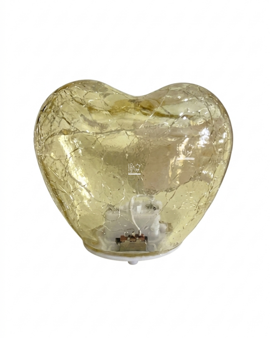 Cuore Vetro Giallo Luce Led | HERVIT Creations