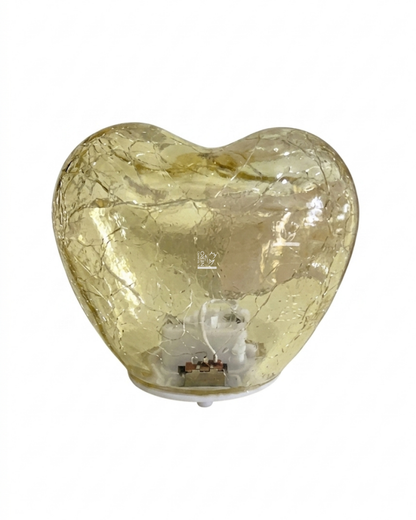 Cuore Vetro Giallo Luce Led | HERVIT Creations