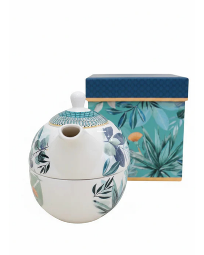Teiera e Tazza in Porcellana con Decoro Floreale | HENRIETTE
