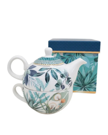 Teiera e Tazza in Porcellana con Decoro Floreale | HENRIETTE