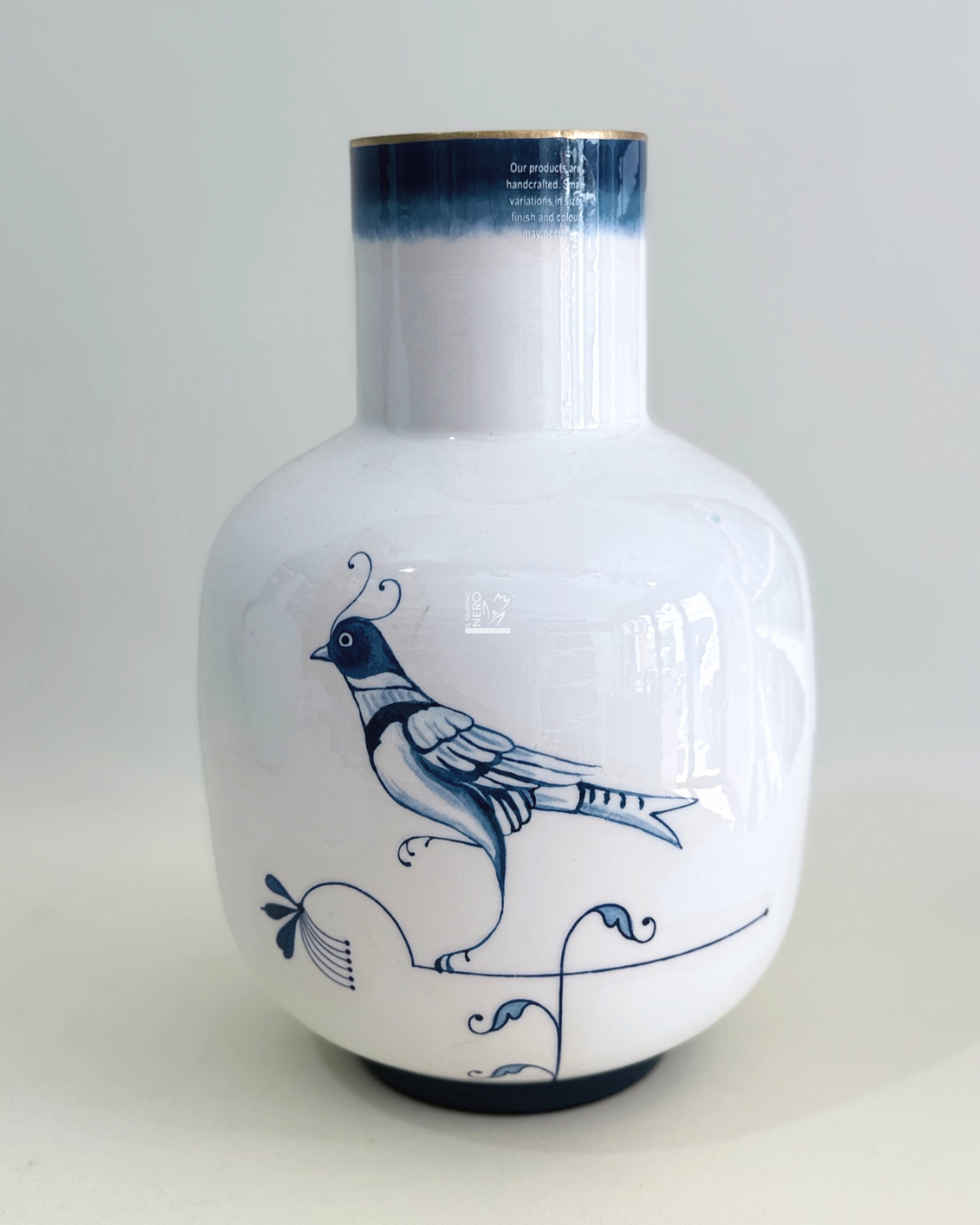 Vaso in Metallo con  Uccellino Blu