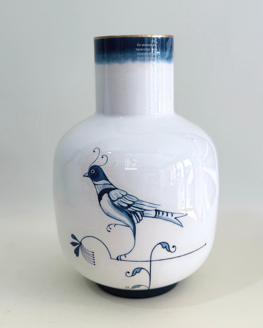 Vaso in Metallo con  Uccellino Blu