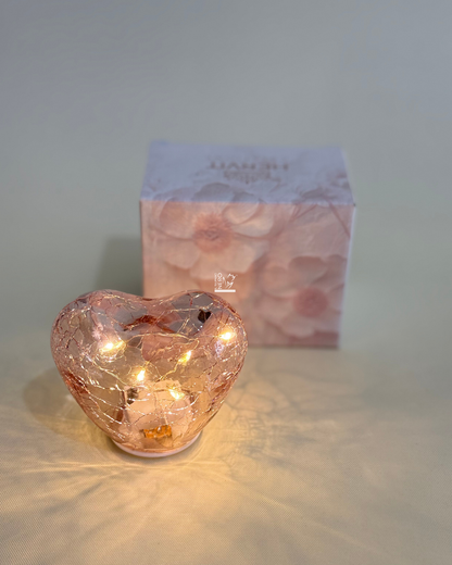 Cuore Vetro Rosa Luce Led | HERVIT Creations