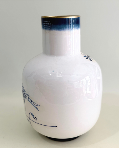Vaso in Metallo con  Uccellino Blu