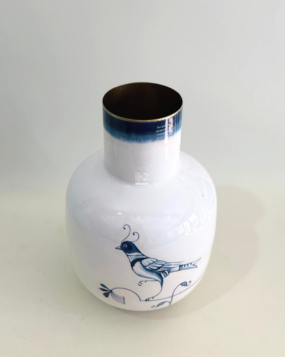 Vaso in Metallo con  Uccellino Blu