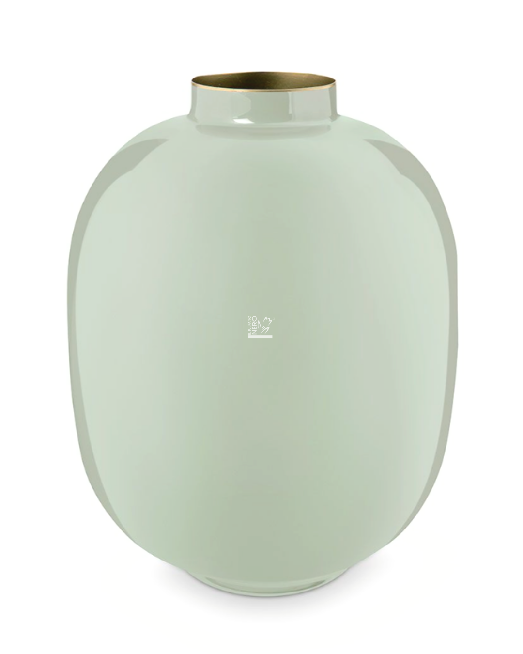 Vaso in Metallo Verde Salvia e Oro Grande