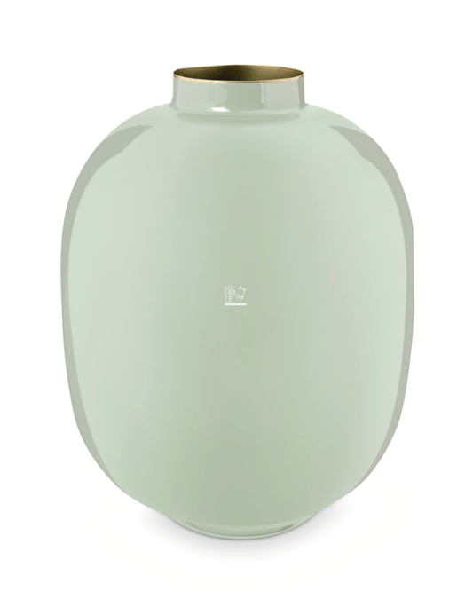 Vaso in Metallo Verde Salvia e Oro Grande
