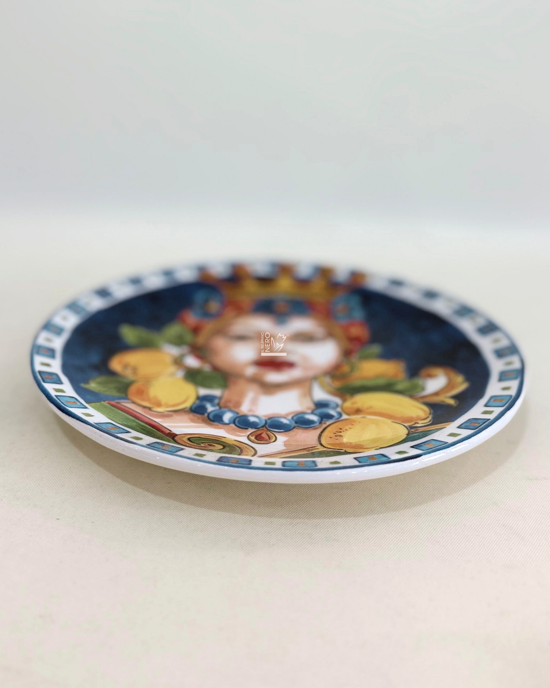 Piatto Piano Caltagirone Testa di Moro Donna e Limoni | EDG