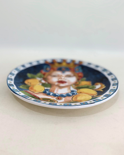 Piatto Piano Caltagirone Testa di Moro Donna e Limoni | EDG