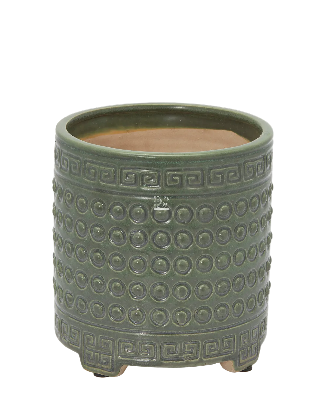 Vaso Cachepot Qing in Ceramica Verde Lucido | EDG