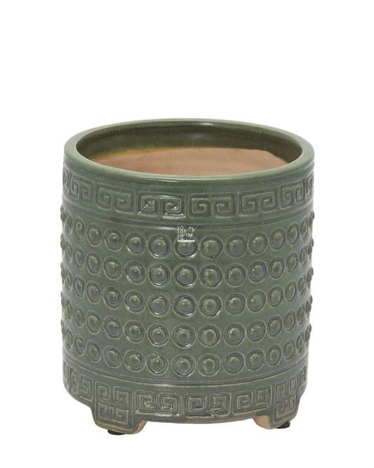 Vaso Cachepot Qing in Ceramica Verde Lucido | EDG