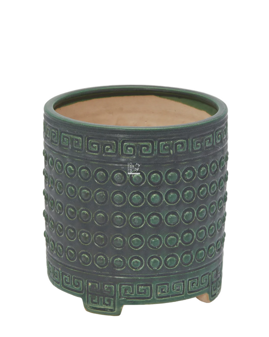 Vaso Cachepot Qing in Ceramica Verde Scuro Opaco | EDG
